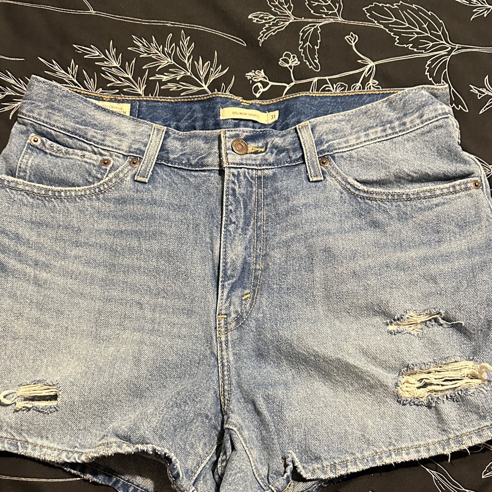 Women's Light Blue Distressed Denim Jean Shorts